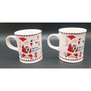 Sur La Table Santa Claus Post Card Mugs Child Hot Chocolate Espresso 8 Oz